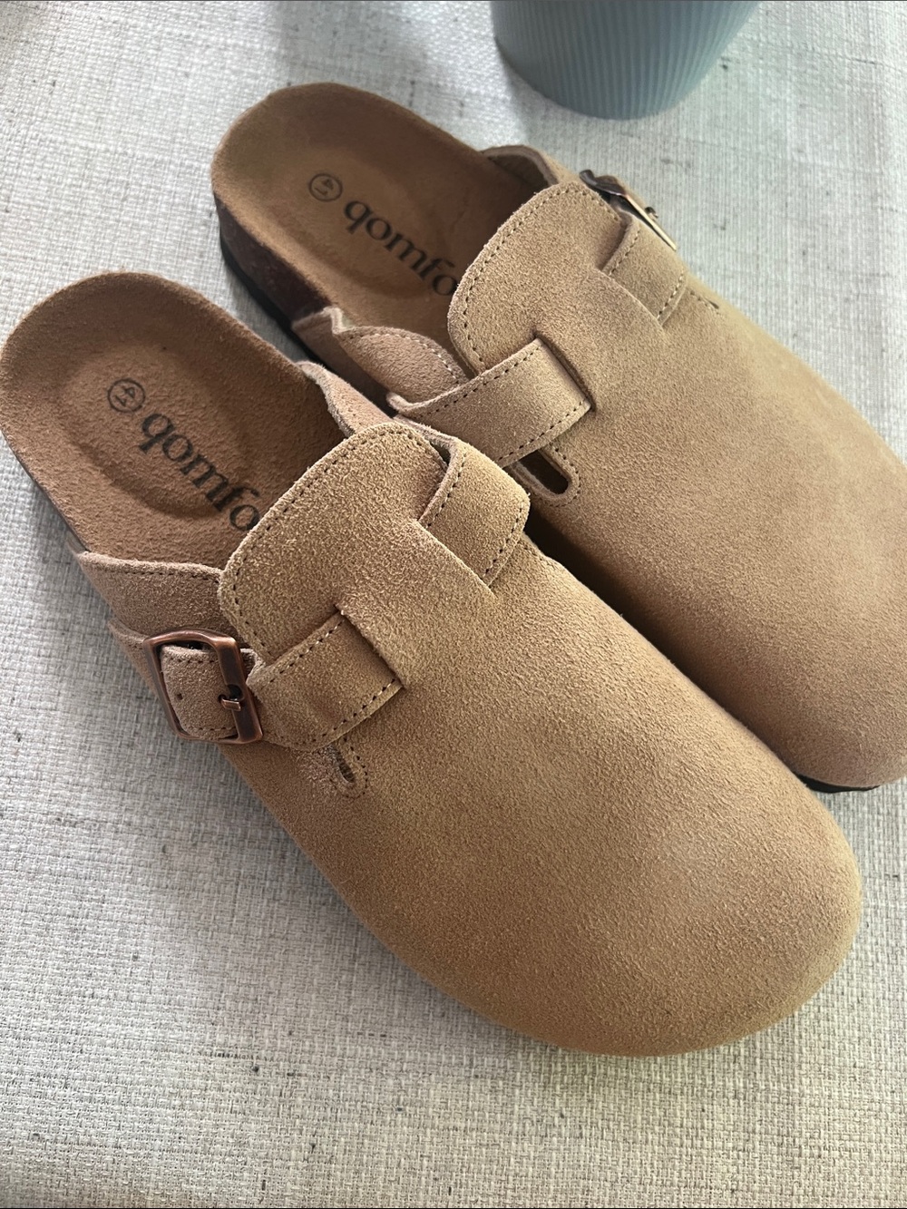 Tan Suede Slip-On Clog Mule